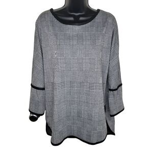 Max Studio Nwt houndstooth plaid knit top large